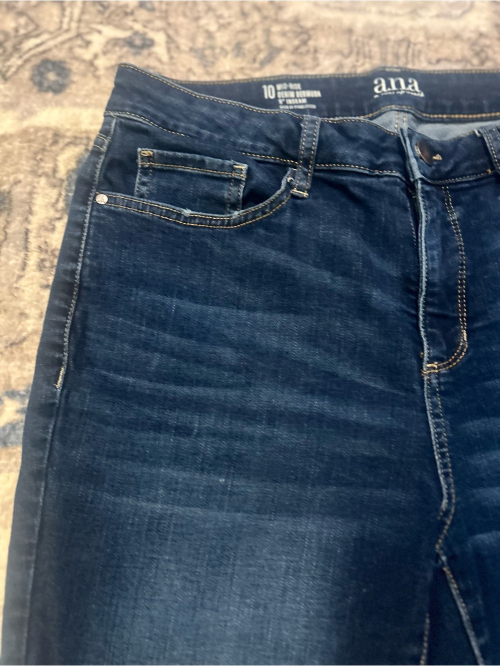 a.n.a Dark Blue Mid-Rise Denim Bermuda Shorts - Picture 2 of 7